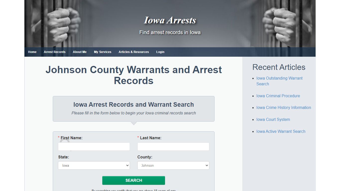 Johnson County Warrants and Arrest Records - Iowa Arrests