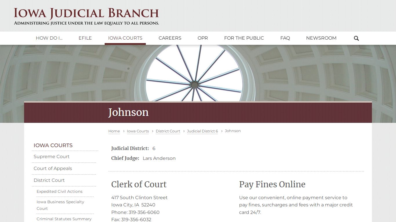 Johnson | Judicial District 6 | Iowa Judicial Branch